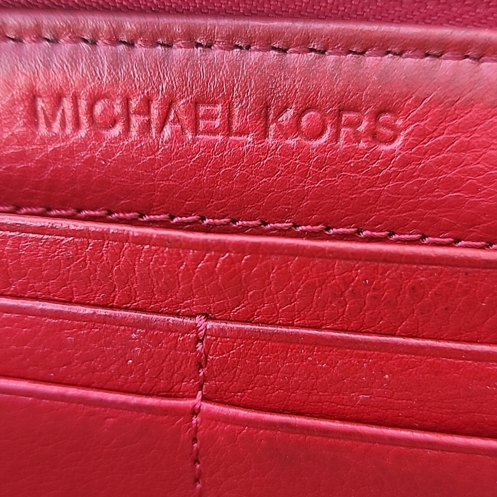 Michael Kors Brown Red Signature Canvas Wallet - Picture 10 of 13